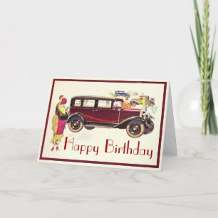 Elégante Vintage Cars Carte Anniversaire