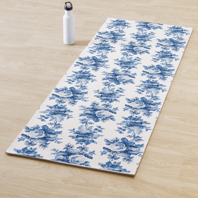 Elegante Vintage China Blaue Rose Yogamatte (Beispiel)