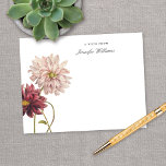 Elegante Vintage Dahlia Floral w/ Name Mitteilungskarte<br><div class="desc">Dieses hübsche personalisierte Notenkartendesign zeichnet sich durch eine Vintage Illustration von Dahlien und einer schlichten und dennoch eleganten Typografie aus. Dieses Design macht einen wunderbaren Geburtstag,  Muttertag oder Urlaubsgeschenk für jeden!</div>