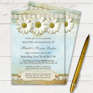 Elegante Vintage Daisy-Jubiläum-Party Einladung