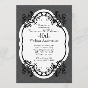 Elegante Vintage-Damask-Hochzeit-Jubiläumsfeier Einladung