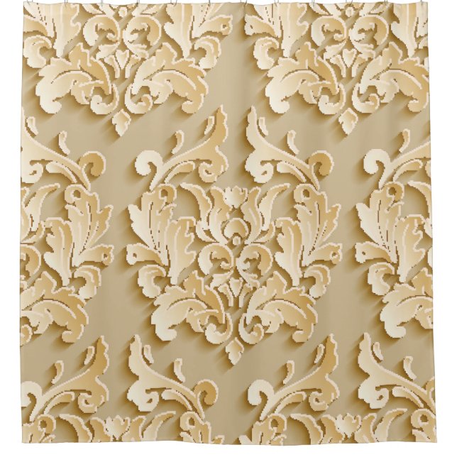 Elegante Vintage Damask Muster Textur Duschvorhang (Vorderseite)
