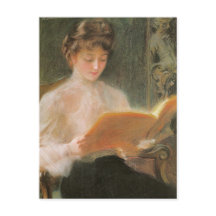 Elegante Vintage-Dame beim Lesen Teodor Axentowicz