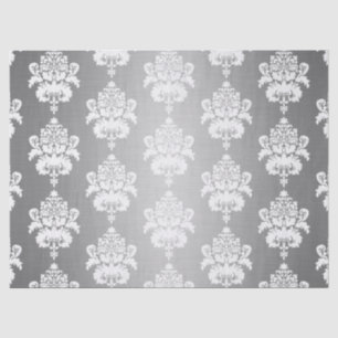 Elegante Vintage Decoupage glühende SilberDamaske Seidenpapier