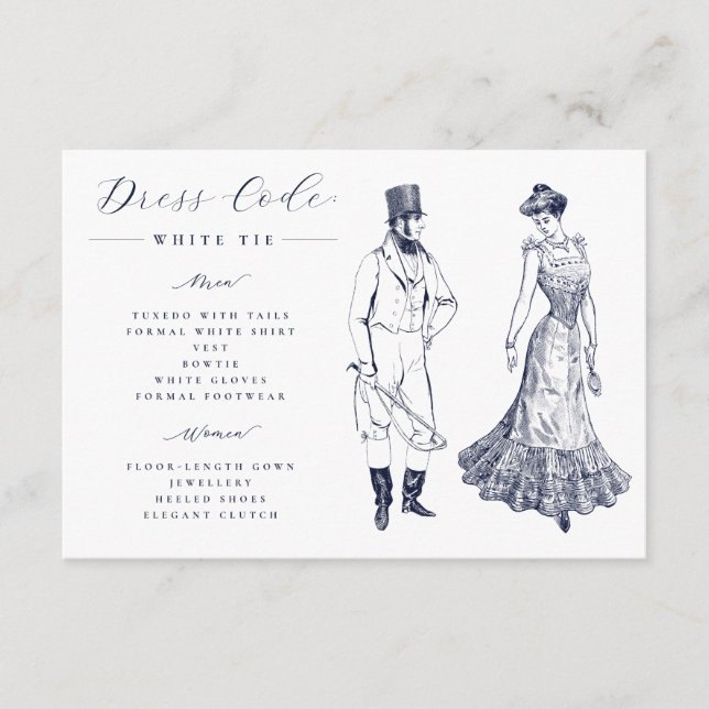 Elegante Vintage Dresskodierung Hochzeit Begleitkarte (Vorderseite)