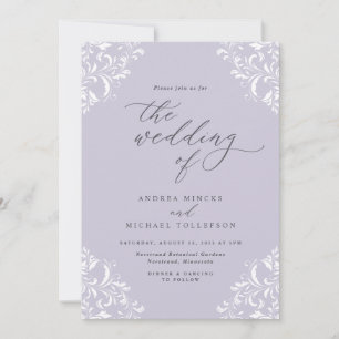 Elegante Vintage Dusty Lila Hochzeit Einladung