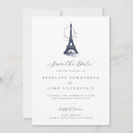 Elegante Vintage Eiffelturm-Hochzeit Save The Date