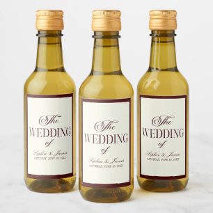Elegante Vintage Elfenbein Dunkle Burgunder Hochze Weinetikett