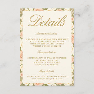 Elegante Vintage-Elfenbein-Hochzeitsdetails im Bal Begleitkarte