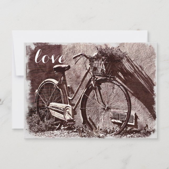 Elegante Vintage Fahrrad-Liebe-Wedding Einladungen (Vorderseite)