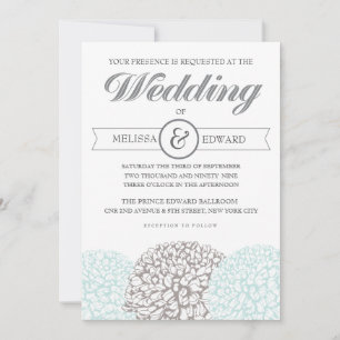 Elégante Vintage Fleurs Aqua Faire-part de mariage