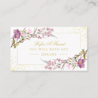 Élégante Vintage Fleurs Roses Violettes Carte de r