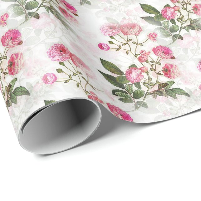 Elegante Vintage, florenfarbene Blume Geschenkpapier (Rolleneckpunkt)