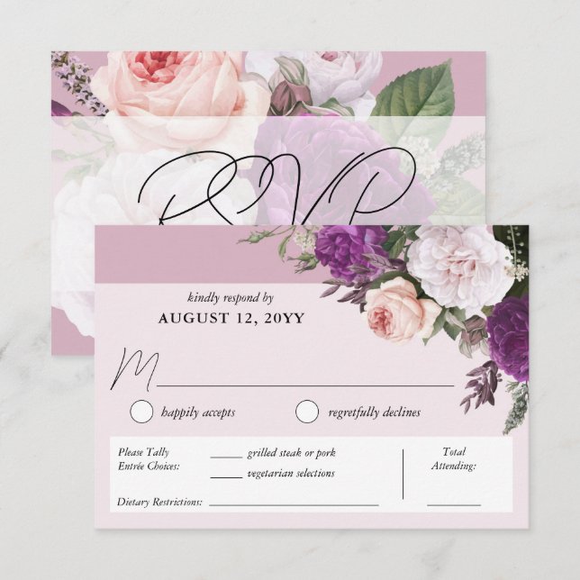 Elegante Vintage Florenz RSVP Karte (Vorne/Hinten)
