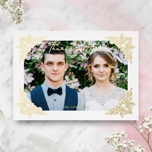 Elegante Vintage-Flourish-Rahmenecken-Foto Folieneinladung