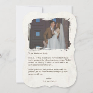 Elegante Vintage-Foto-Hochzeit Dankeskarte