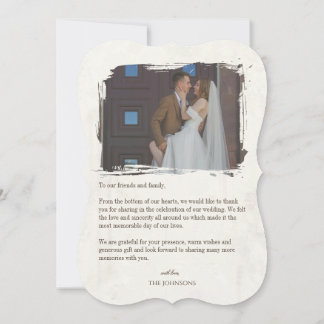 Elegante Vintage-Foto-Hochzeit Dankeskarte