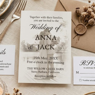 Elegante Vintage-Foto-Hochzeitseinladung Folieneinladung