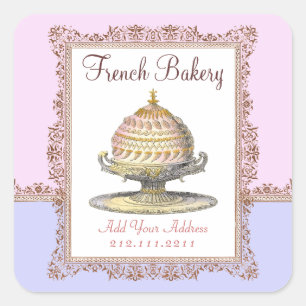 Elegante Vintage französische Bäckerei Geburtstags Quadratischer Aufkleber