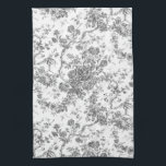 Elegante Vintage französische Stickereitoilette Geschirrtuch<br><div class="desc">Elegantes und verziertes Vintages Jouy-Muster mit exotischen Blume,  Weinreben und Blättern,  verwoben mit Garland und Körben von Rose. Dieses Muster wurde um 1910 in der Smithsonian-Sammlung aus einem historischen französischen Textilfragment adaptiert. Muster sind hoch,  können aber nicht gekachelt werden.</div>