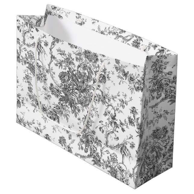 Elegante Vintage französische Stickereitoilette Große Geschenktüte (Vorderseite Schrägansicht)