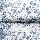 Elegante Vintage französische Stickereitoilette Seidenpapier<br><div class="desc">Elegantes und verziertes Vintag-weiß-blaues Jouy-Muster mit exotischen Blume,  Weinreben und Blättern,  die mit Garland und Körben von Rose verwoben sind. Dieses Muster wurde um 1910 in der Smithsonian-Sammlung aus einem historischen französischen Textilfragment adaptiert.</div>
