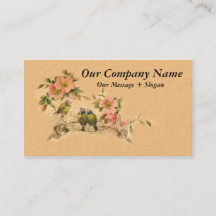 Elegante, Vintage Freunde mit Blumen u. Vögel Visitenkarte