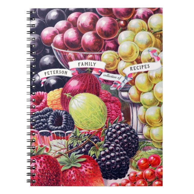 Elegante Vintage Fruchtfamilien Rezepte Notizblock (Vorderseite)