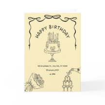 Elegante Vintage-Geburtstagseinladung mit Kuchen