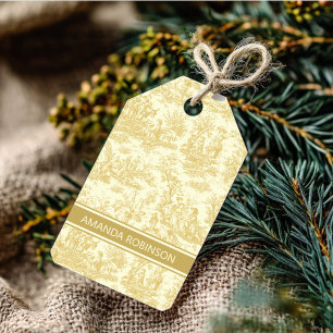 Elegante Vintage Gelbtoile de jouy Geschenkanhänger