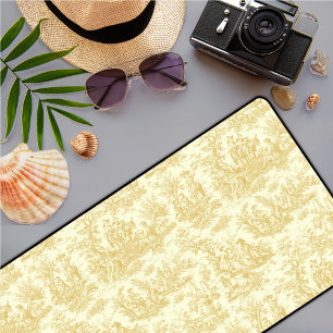Elegante Vintage Gelbtoile de jouy Schreibtischunterlage