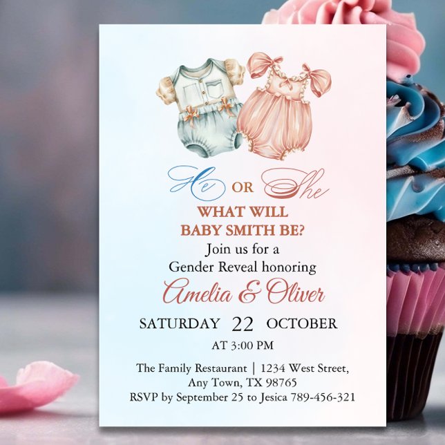 Elegante, Vintage Genderdarstellung Einladung (Von Creator hochgeladen)