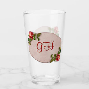 Elegante Vintage gerahmte Rosen monogrammiert Glas