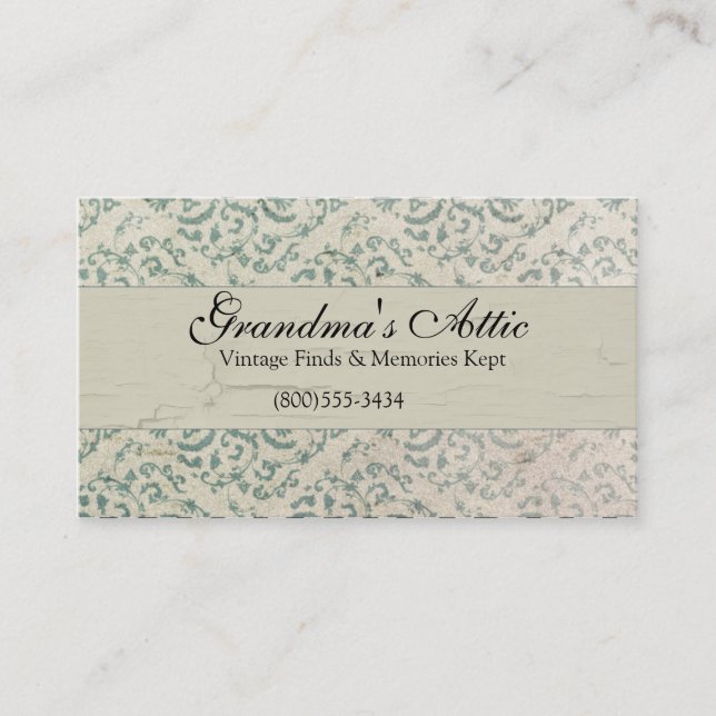 Elegante Vintage, gestörte Aquamarine Visitenkarte (Vorderseite)