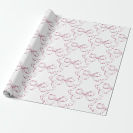 Elegante Vintage Girly Preppy Bows Pink Toile Geschenkpapier