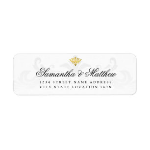 Elegante Vintage-Gold-Damask-Schrift Hochzeitsadre