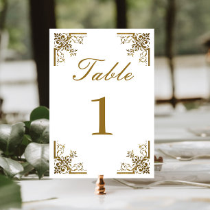 Elegante Vintage-Gold-Schrift-Hochzeit Tischnummer