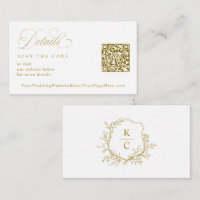 Elegante Vintage-Gold-Wappen-QR-Code-Hochzeitslogo