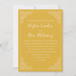 Elegante Vintage Gold Weiße Hochzeitseinladung Einladung