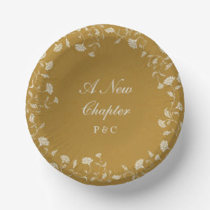 Elegante Vintage Goldbibliothek Buchdecke Hochzeit Pappteller