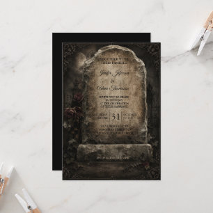 Elegante Vintage-Gotik-Hochzeit Halloween Einladung