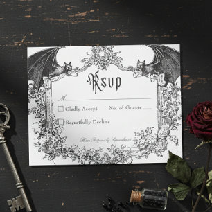 Elegante Vintage-Gotik-Schwarze Toile-Fledermaus-H RSVP Karte
