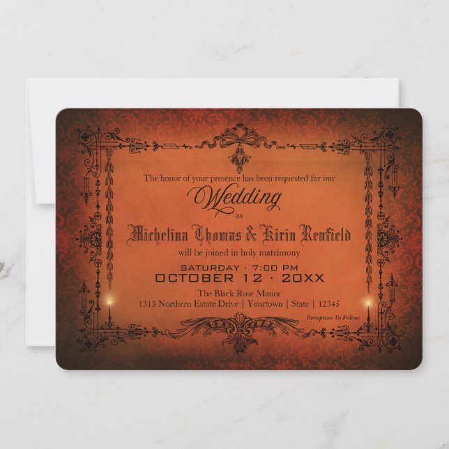 Elegante Vintage gotische Hochzeitseinladung Einladung (Vorderseite)