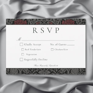 Elegante Vintage gotische Moody Botanische Hochzei RSVP Karte