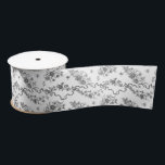 Elegante Vintage Gravierschwarze Rose und Ribbons Satinband<br><div class="desc">Elegante und romantische schwarze,  gravierte Vintage Rose,  Blume,  Weinberge,  Blätter und Schmetterlinge mit Bändern und Bögen auf weißem Hintergrund verwoben.</div>