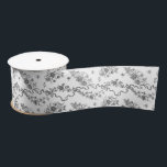 Elegante Vintage Gravierschwarze Rose und Ribbons Satinband<br><div class="desc">Elegante und romantische schwarze,  gravierte Vintage Rose,  Blume,  Weinberge,  Blätter und Schmetterlinge mit Bändern und Bögen auf weißem Hintergrund verwoben.</div>