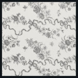 Elegante Vintage Gravierschwarze Rose und Ribbons Stoff<br><div class="desc">Elegante und romantische schwarze,  gravierte Vintage Rose,  Blume,  Weinberge,  Blätter und Schmetterlinge mit Bändern und Bögen auf weißem Hintergrund verwoben.</div>