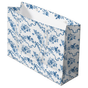 Elegante Vintage, gravierte blaue Rose und Ribbons Große Geschenktüte
