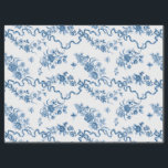 Elegante Vintage, gravierte blaue Rose und Ribbons Seidenpapier<br><div class="desc">Elegant und romantisch blau eingeprägte Vintage Rose,  Blume,  Weinberge,  Blätter und Schmetterlinge mit Bändern und Bögen verwoben auf einem weißen Hintergrund.</div>