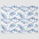 Elegante Vintage, gravierte blaue Rose und Ribbons Seidenpapier<br><div class="desc">Elegant und romantisch blau eingeprägte Vintage Rose,  Blume,  Weinberge,  Blätter und Schmetterlinge mit Bändern und Bögen verwoben auf einem weißen Hintergrund.</div>